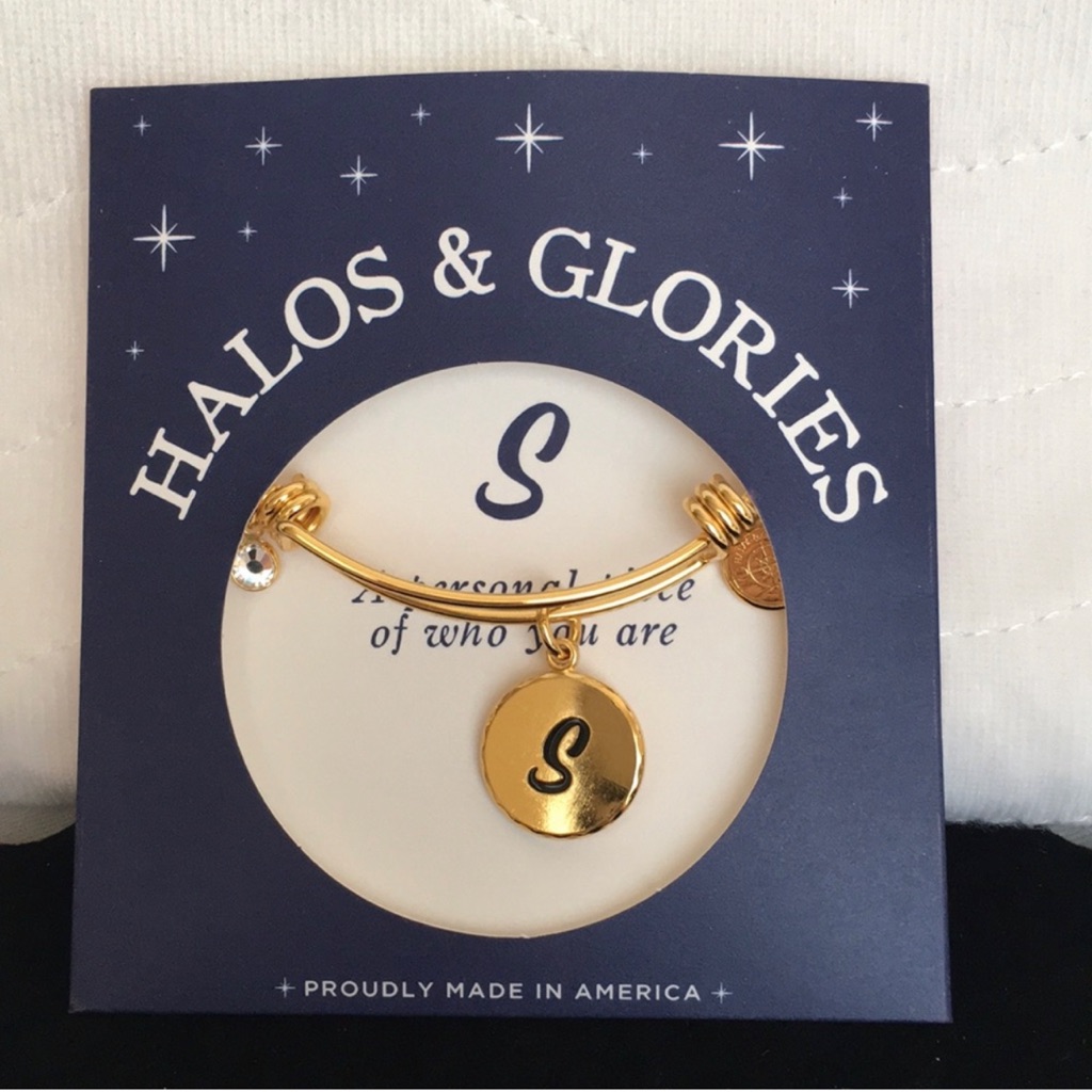 Halos & Glories Initial “S” Expandable Bangle Bracelet Nwt